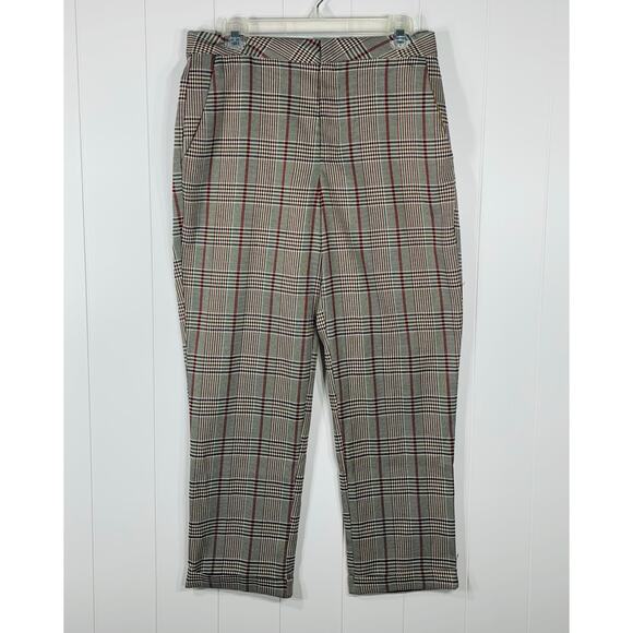 NEW Forever 21 Womens Plaid Polyester Dress Pant Multicolor Cuffed Leg Large - Picture 1 of 9